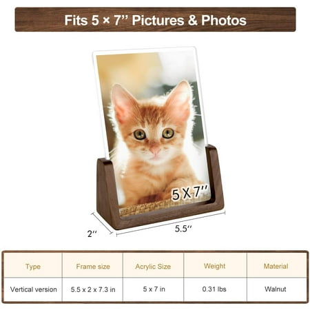 5 x 7 inch Picture Frames Wood Photo Frame with Wooden Base and High Definition Acrylic Covers for Tabletop or Desktop Display 2 Pcs Horizontal + Vertical 5 x 7 inch Picture Frames Wood Photo Frame with Wooden Base and High Definition Acrylic Covers for Tabletop or Desktop Display 2 Pcs Horizontal + Vertical